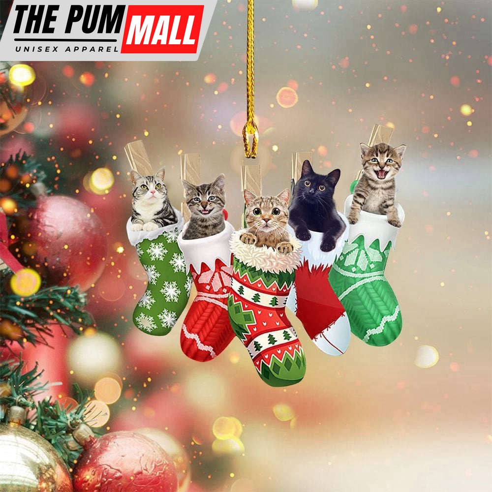 Cat In Sock Christmas Ornament Cute Holiday Tree Ornament Decor Christmas Gift For Cat Lovers Limited Edition