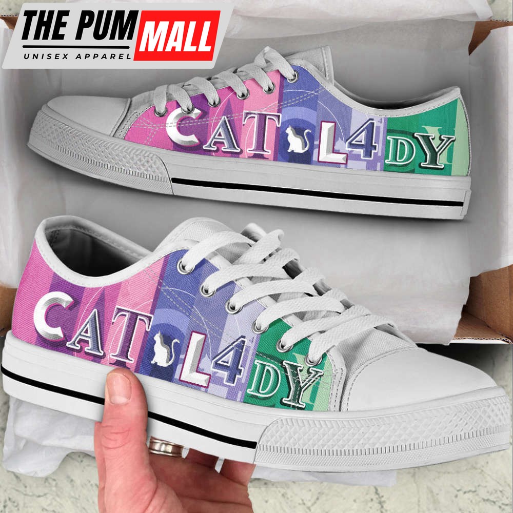 Cat Lady Lover Shoes Colorful Low Top Shoes Canvas Shoes Print Lowtop