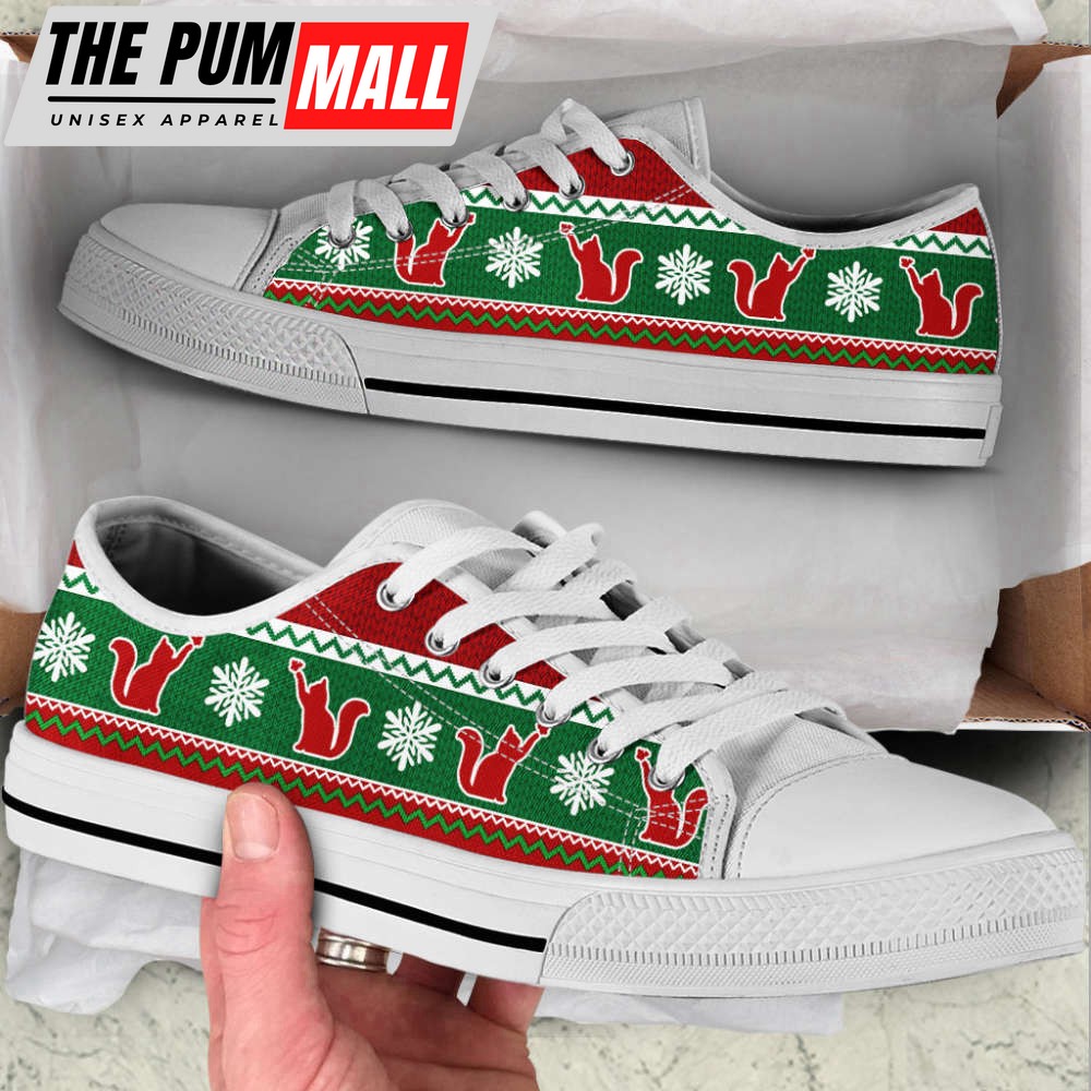 Cat Lover Christmas Knitted Low Top Canvas Shoes – Trendy Fashion