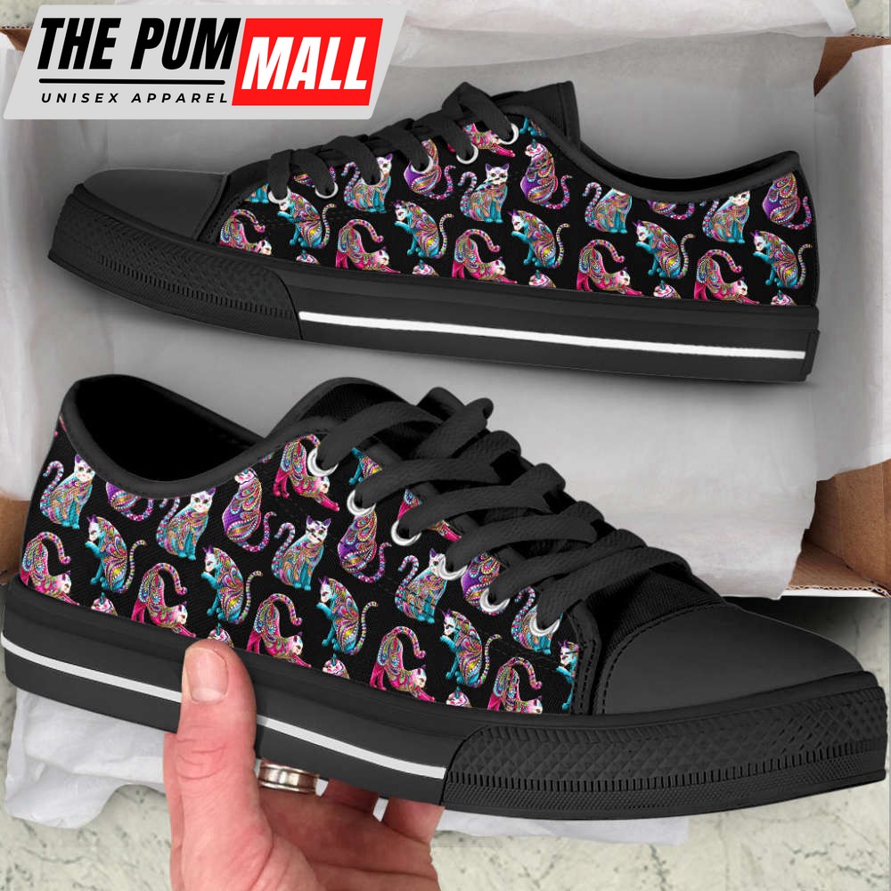 cat-lover-shoes-art-dot-pattern-low-top-shoes-canvas-shoes-print-lowtop-efn44gan Cat Lover Shoes Art Dot Pattern Low Top Shoes Canvas Shoes Print Lowtop