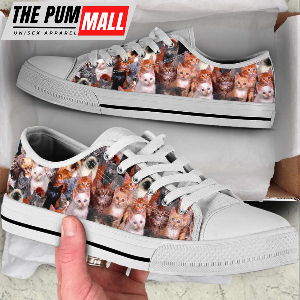 Cat Lover Shoes Cat Background Low Top Shoes Canvas Shoes Print Lowtop