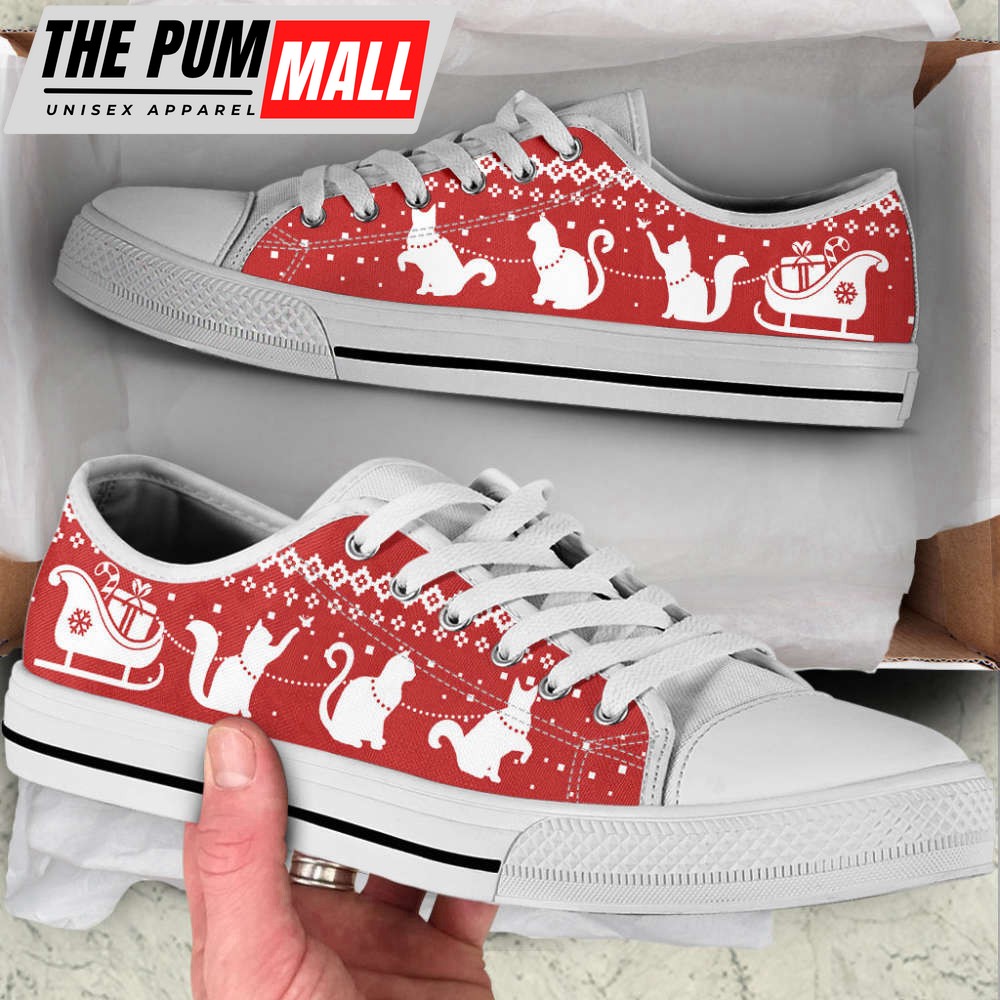 Cat Lover Shoes Christmas Reindeer Gift Car Low Top Shoes Canvas Shoes