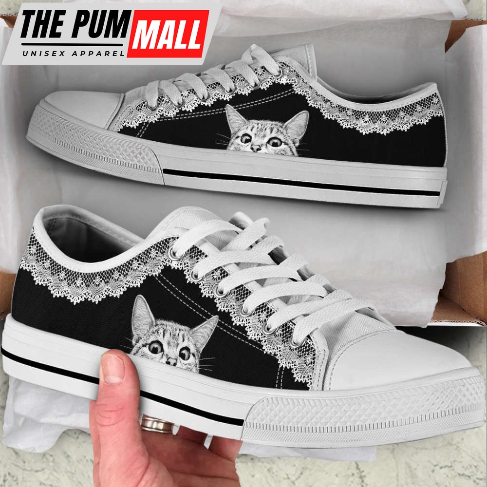 Cat Lover Shoes Lace Fabric Low Top Shoes Canvas Shoes Print Lowtop