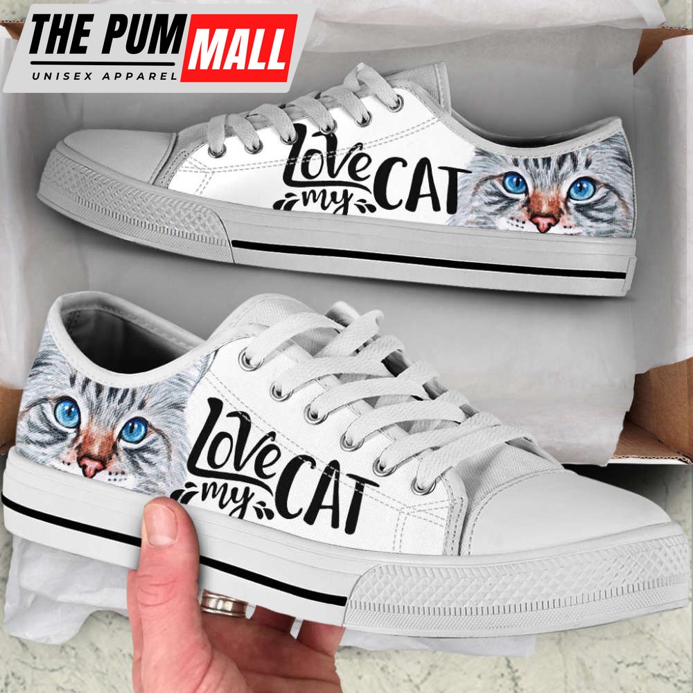 Cat Lover Shoes Love My Cat Low Top Shoes Canvas Shoes Print Lowtop