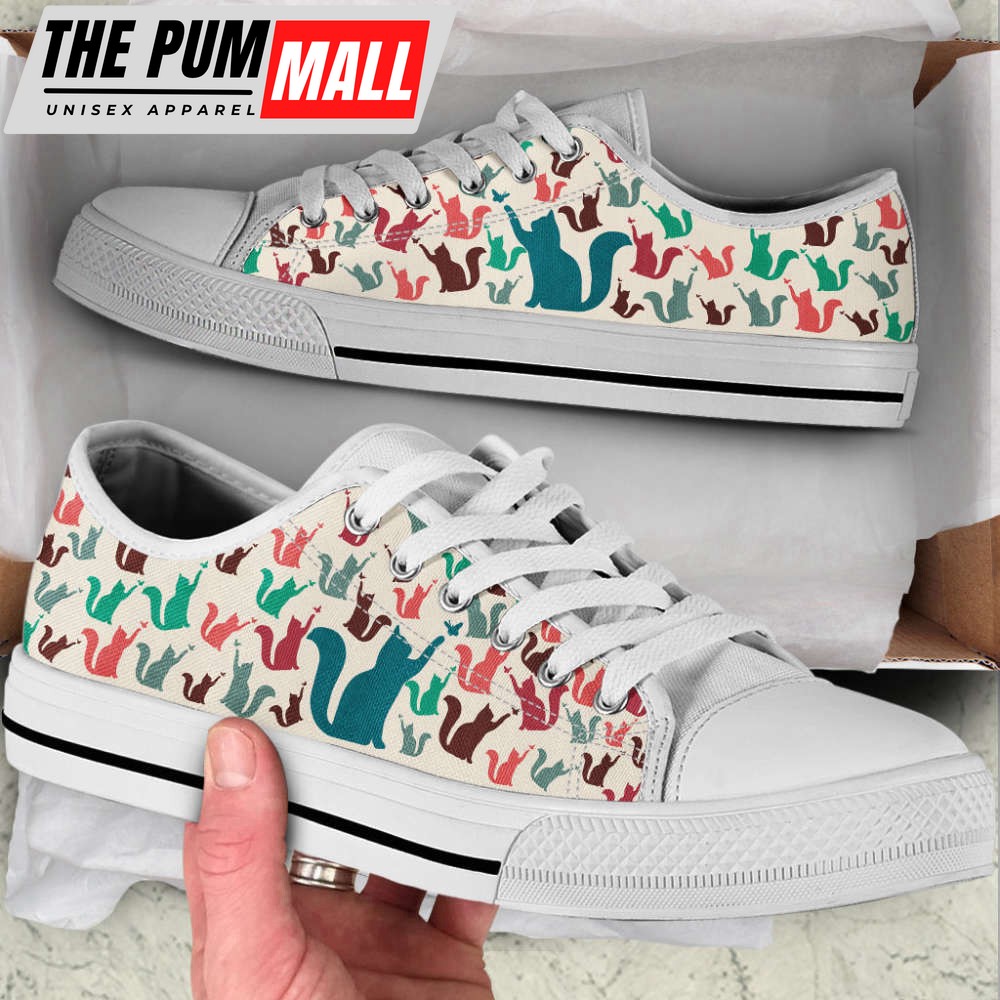 Cat Lover Shoes Pattern Color Low Top Shoes Canvas Shoes Print Lowtop