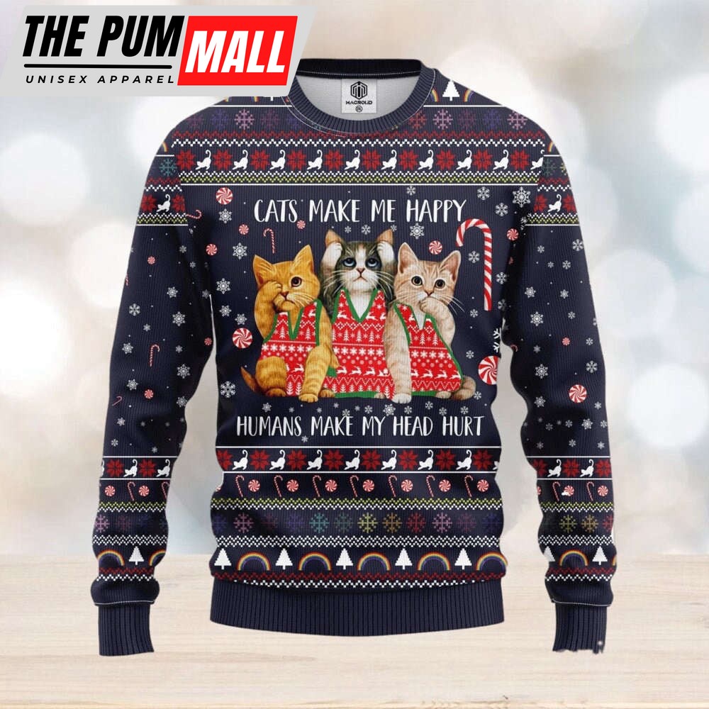 Cat Make Me Happy Ugly Sweater Amazing Gift Men And Women Christmas Gift