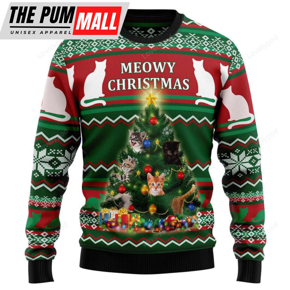 Cat Meowy Christmas Ugly Christmas Sweater – Best Gift For Christmas