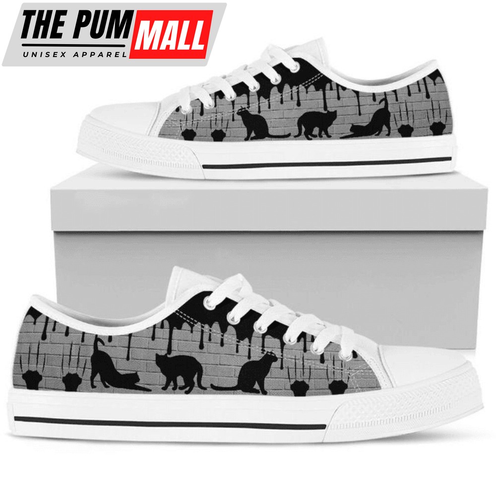 Cat Mom White Brick Wall Low Top Shoes PN205364Sb – Trendy Footwear