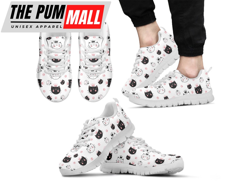 Cat Princess Shoes Custom Name Shoes Cat Pattern Running Sneakers For Pet Lover