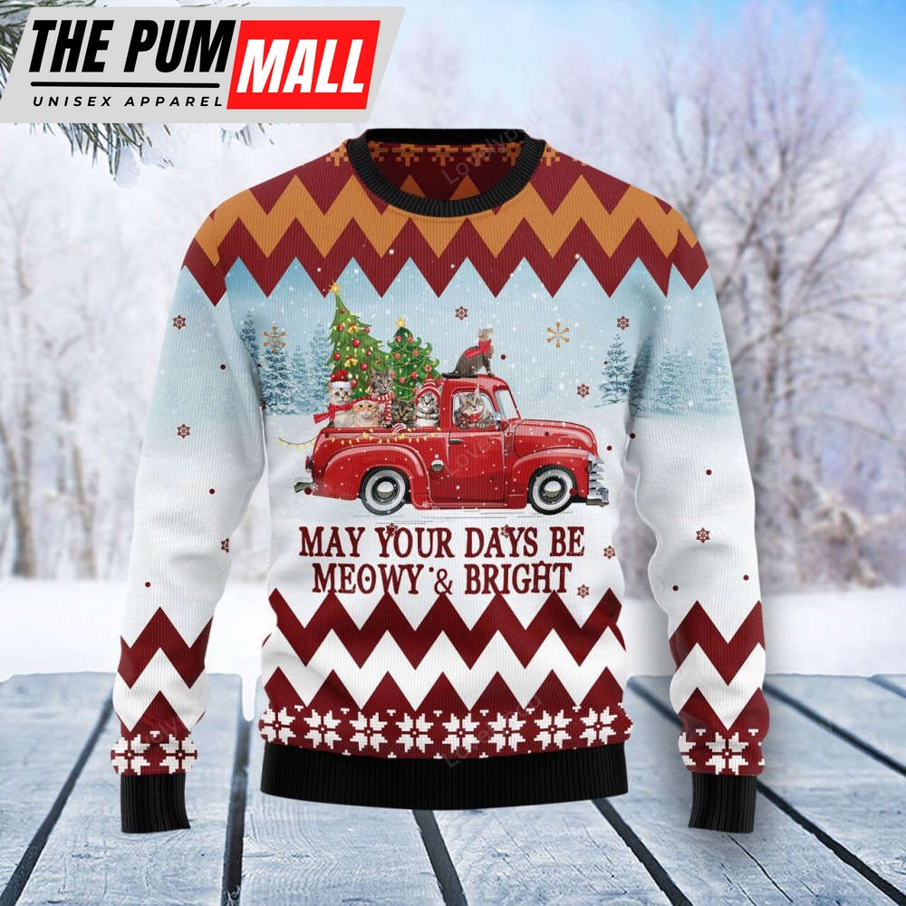 Cat Red Truck Ugly Christmas Sweater For Christmas – Christmas Signature