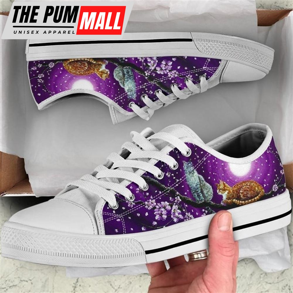 Cat Sakura Cherry Blossom Low Top Shoes – Low Top Shoes Mens, Women