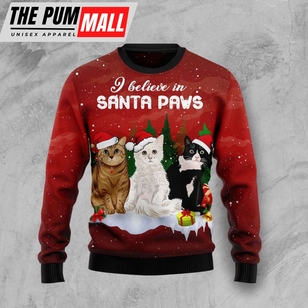 Cat Santa Paws Ugly Christmas Sweater, For Men & Women, Best Gift For Christmas