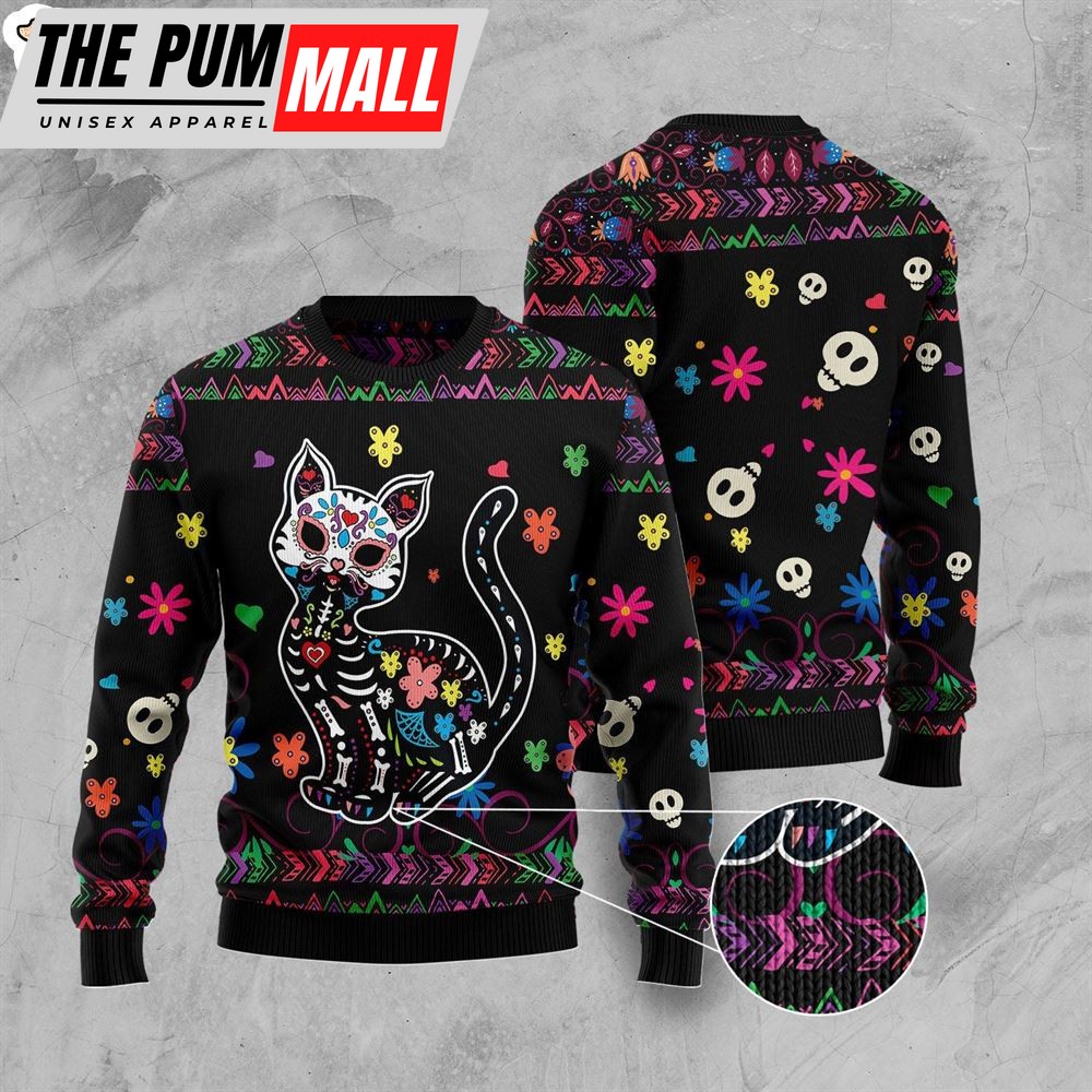 cat-sugar-skull-ugly-christmas-sweater-lover-xmas-sweater-gift-dog-memorial-a530nbfp Cat Sugar Skull Ugly Christmas Sweater – Lover Xmas Sweater Gift – Dog Memorial Gift