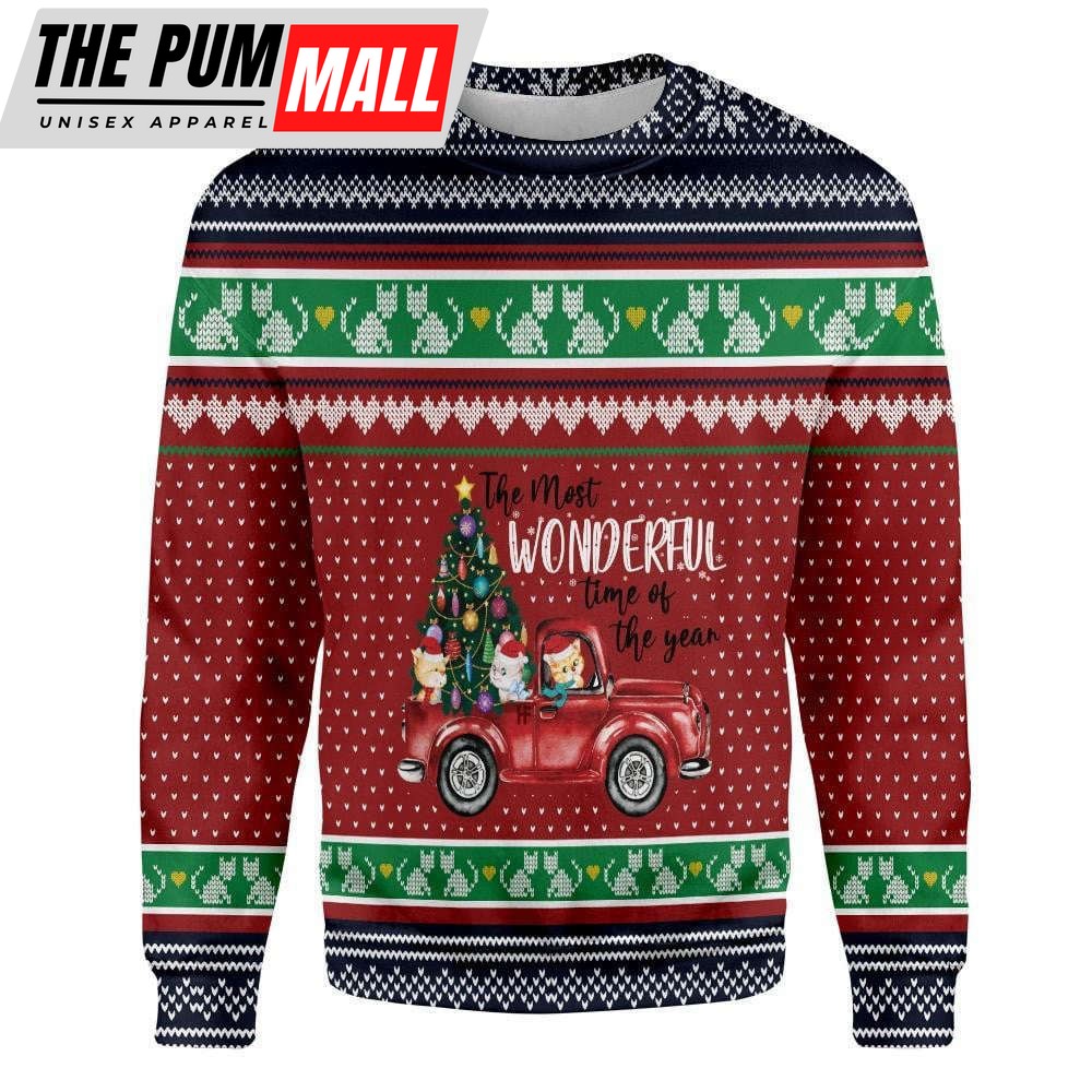 Cat The Most Wonderful Time Of Year Ugly Christmas Sweater For Men And Women