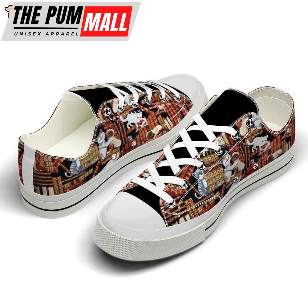 cat-vintage-library-low-top-shoes-happy-international-dog-day-canvas-sneaker-t3u7ydv8 Cat Vintage Library Low Top Shoes – Happy International Dog Day Canvas Sneaker – Owners Gift Dog Breeders