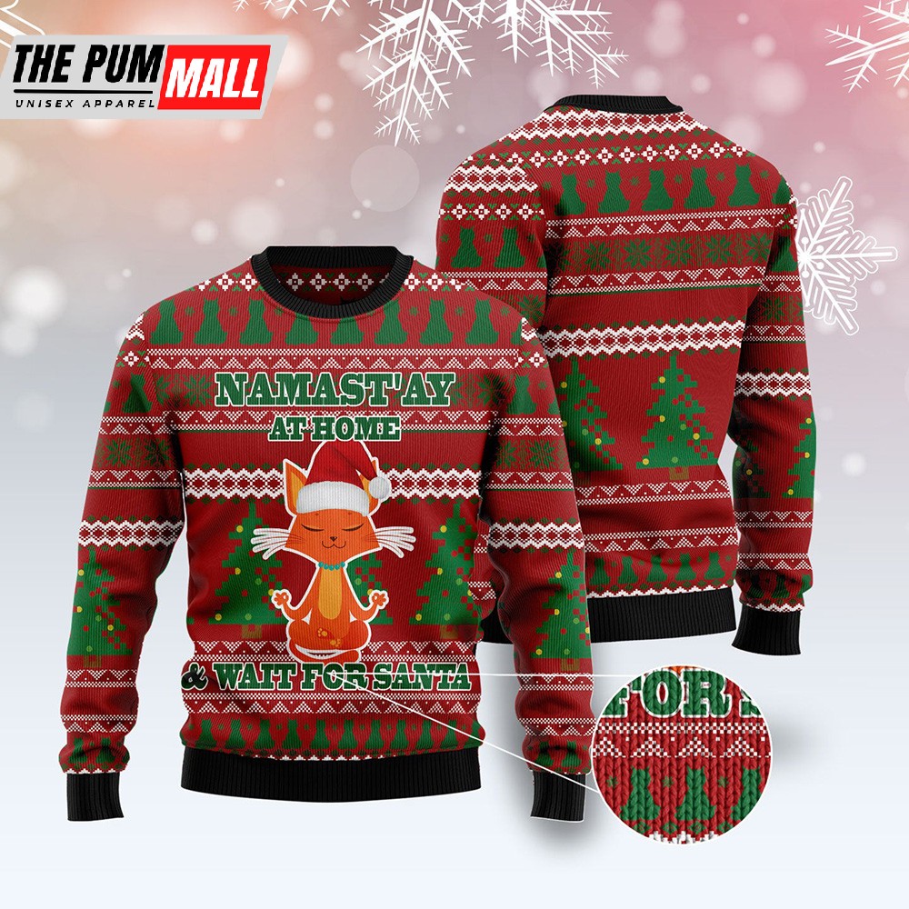 Cat Yoga Ugly Christmas Sweater Lover Xmas Sweater Gift