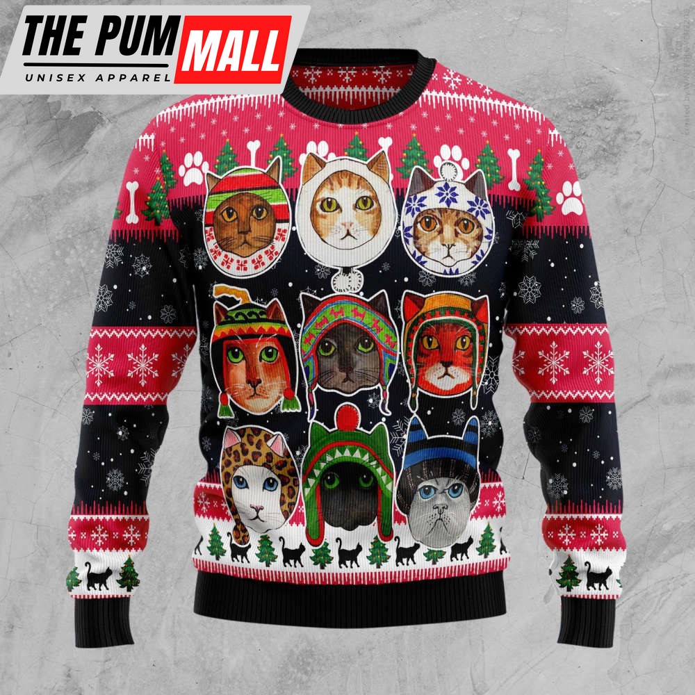 Cats In Winter Ugly Christmas Sweater, Christmas Gift For Cat Lover