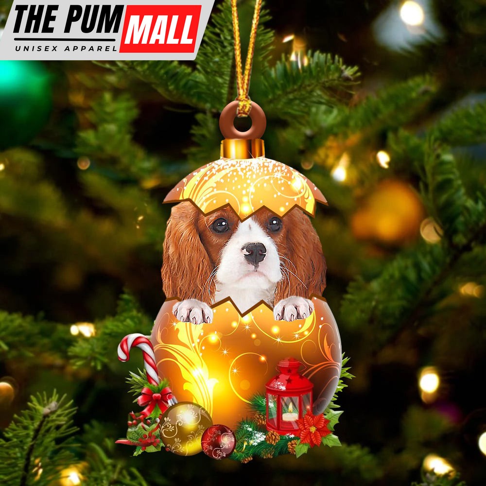 Cavalier King Charles Spaniel In Golden Egg Christmas Ornament – Car Ornament – Unique Dog Gifts For Owners Limited Edition