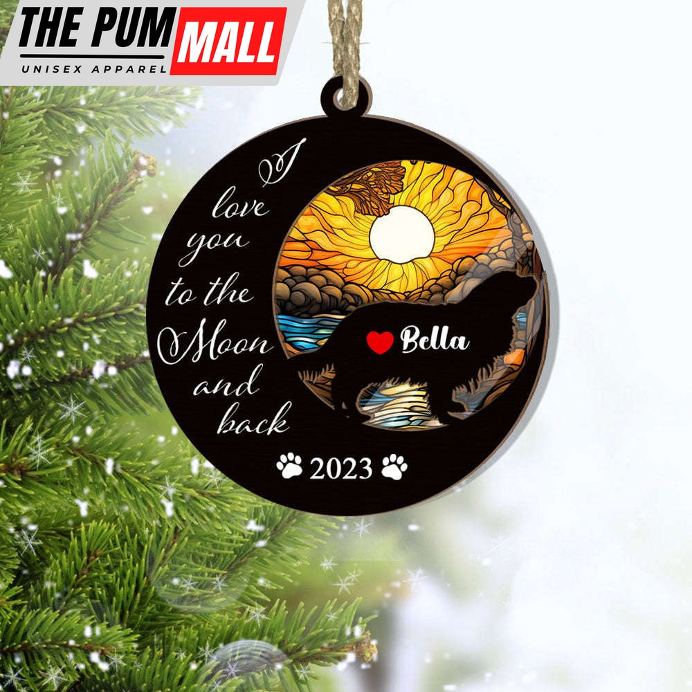 Cavalier King Charles Suncatcher Ornament, Love You To The Mon And Back, Cavalier King Charles Loss, Memorial Dog Ornament Limited Edition