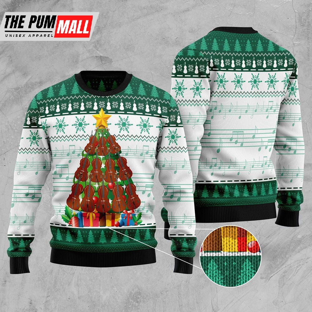 Cello Pine Tree Ugly Christmas Sweater Lover Xmas Sweater Gift