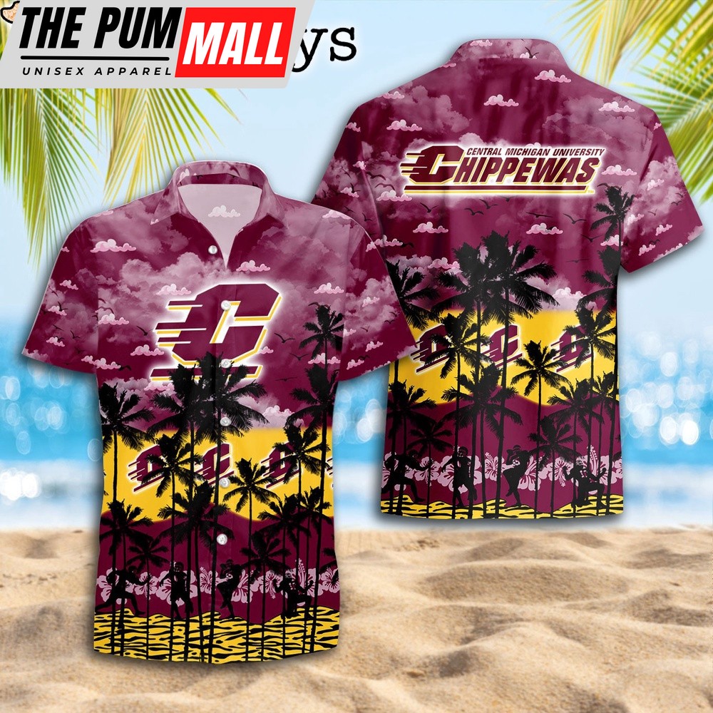 Central Michigan Chippewas Palms Tree Hawaiian Shirt