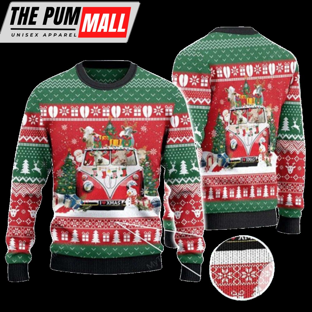 Charolais Cattle Lovers Ugly Christmas Sweater, Gift For Christmas