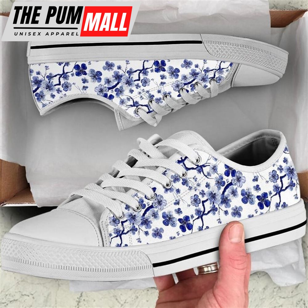 Cherry Blossom Blue Low Top Shoes – Low Top Shoes Mens, Women