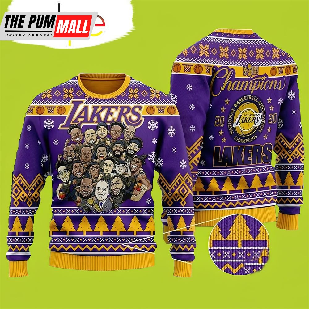 Chibi Los Angeles Lakers Champions For Unisex Lakers Christmas Sweater