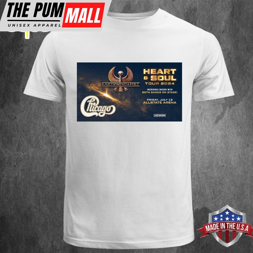 Chicago And Earth, Wind & Fire Share Heart & Soul 2025 Tour July 12 T-shirt