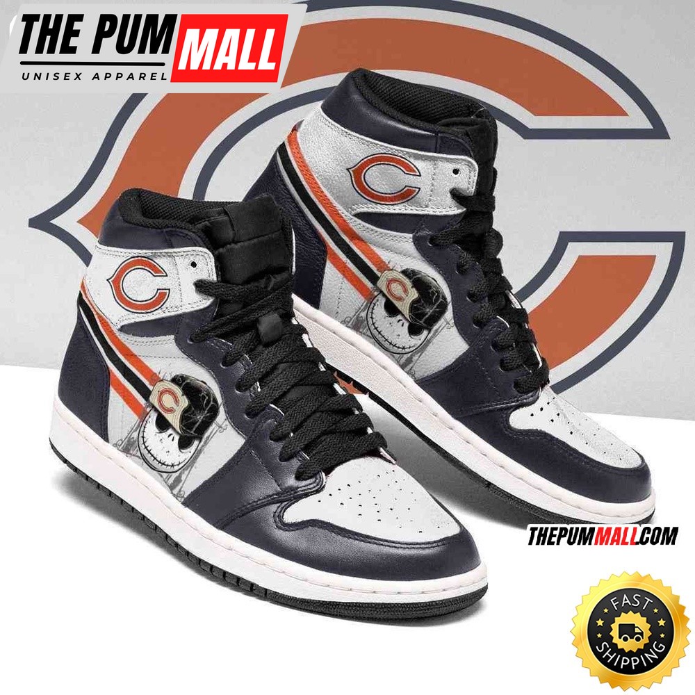Chicago Bears Air Jd 1 Shoes Jack Skellington Printing Shoes Sneaker