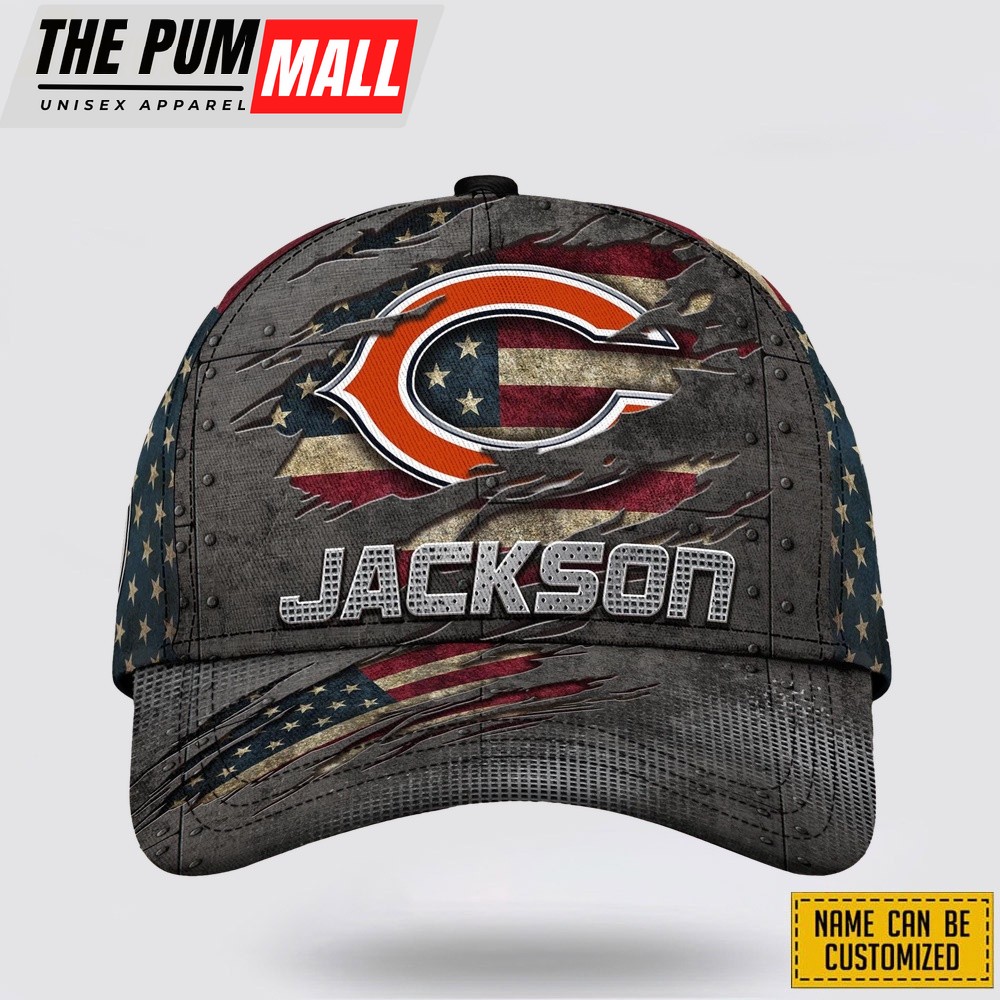 Chicago Bears All Over Printed Nfl Baseball Caps Custom Name Caps Limited Edition Gift