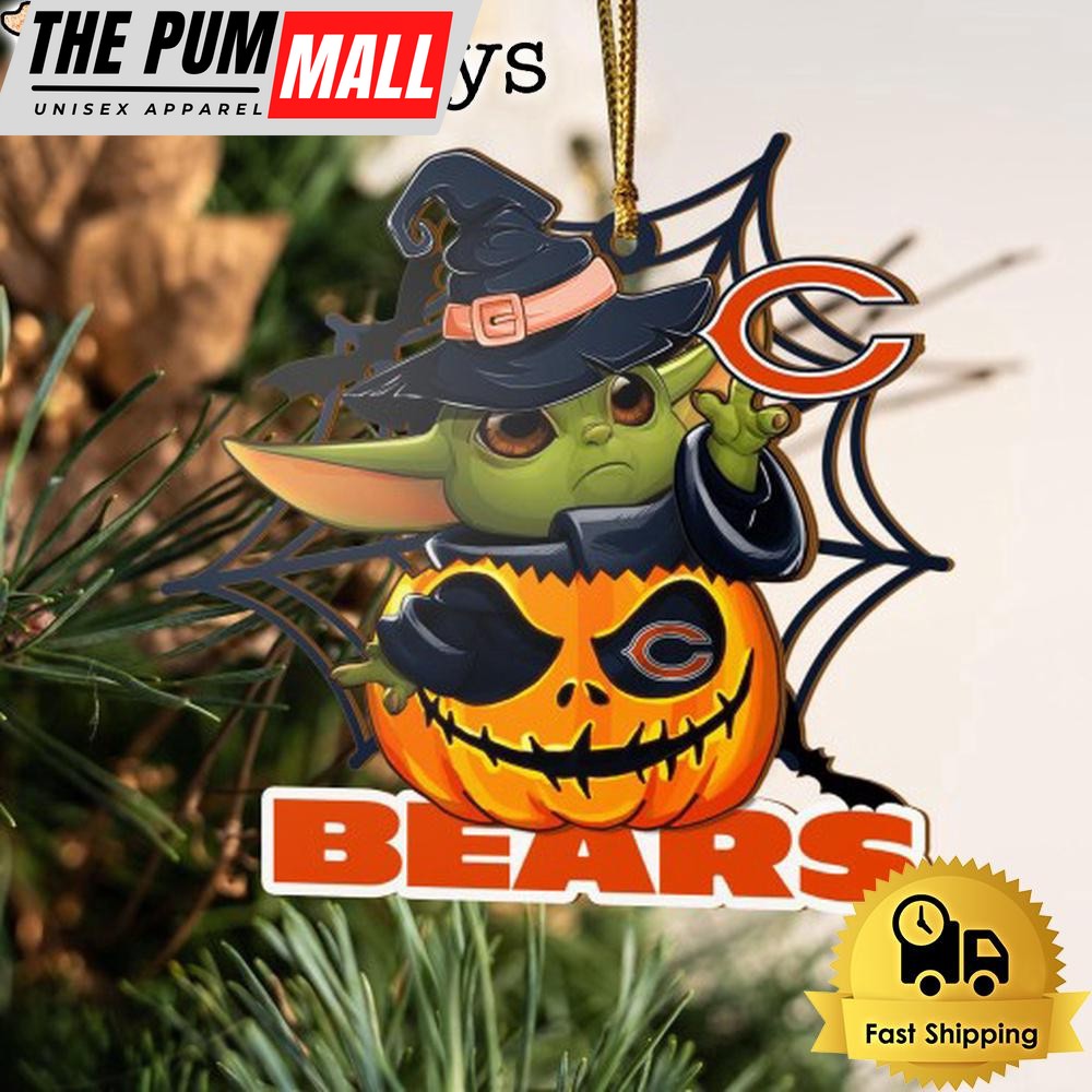 Chicago Bears Baby Yoda Pumpkin Halloween Ornament Limited Edition