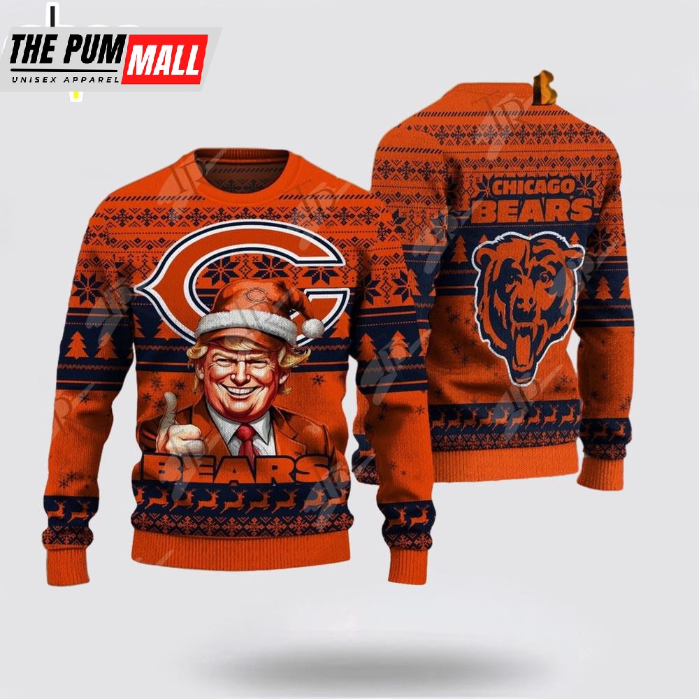 Chicago Bears Christmas Donald Trump Knitted Sweater