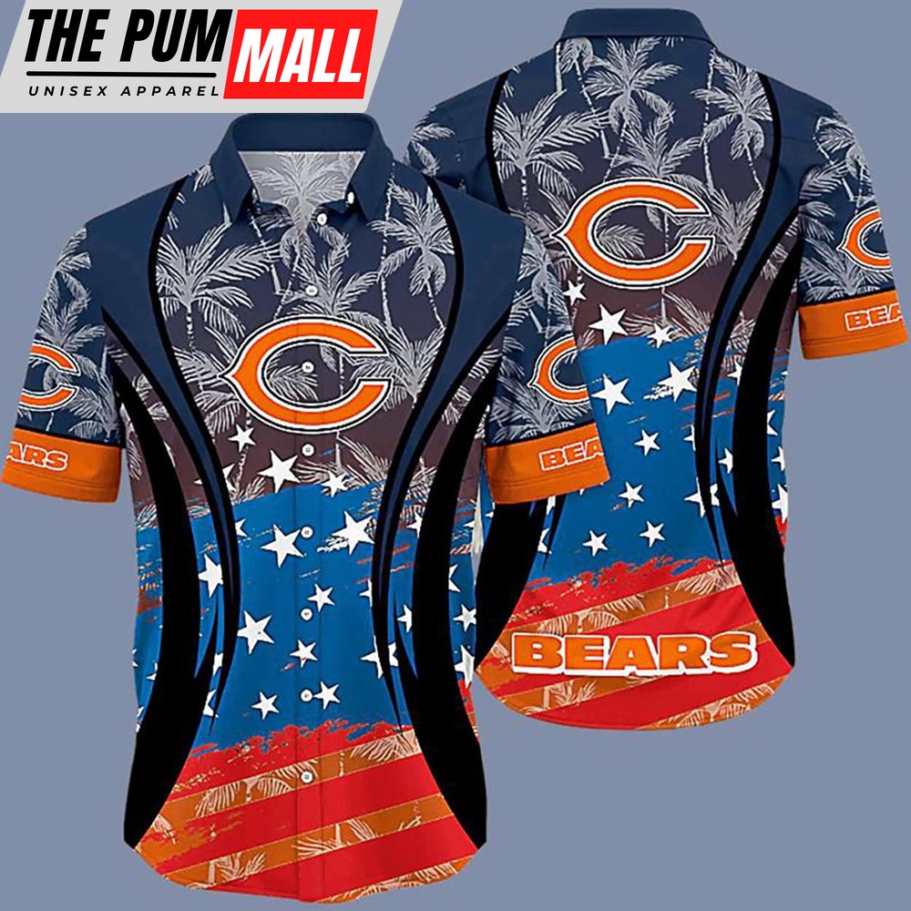 Chicago Bears Flag​ Tropical Palm Chicago Bears Hawaiian Shirt