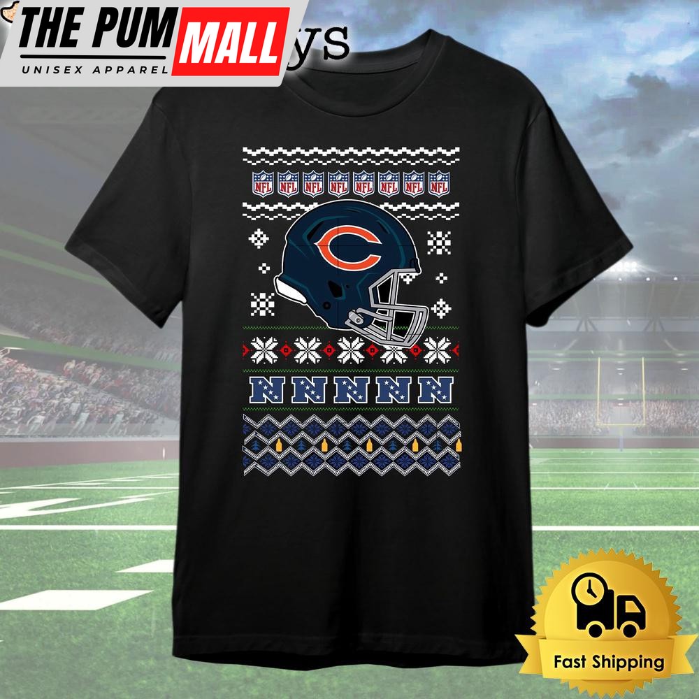 Chicago Bears Helmet Team Christmas T Shirt
