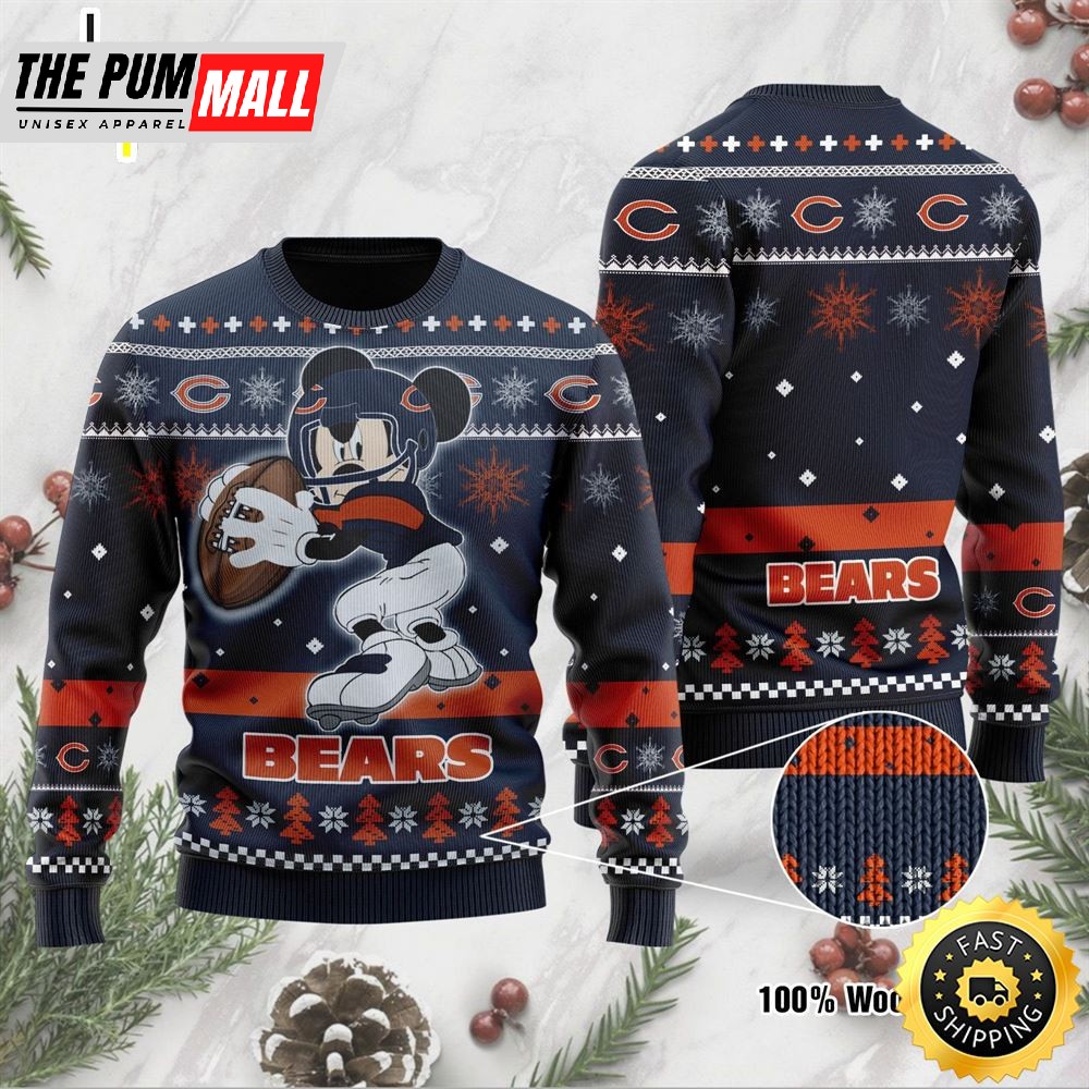 Chicago Bears Mickey Mouse Funny Ugly Christmas Sweater, Perfect Holiday Gift