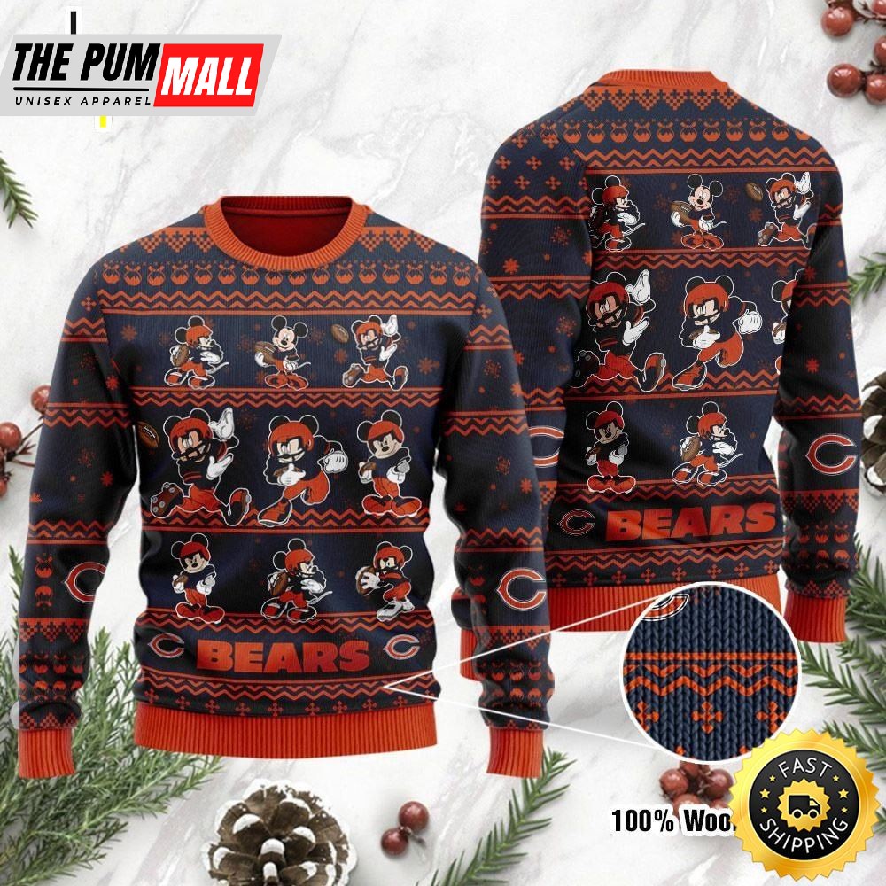 Chicago Bears Mickey Mouse Holiday Party Ugly Christmas Sweater, Perfect Holiday Gift