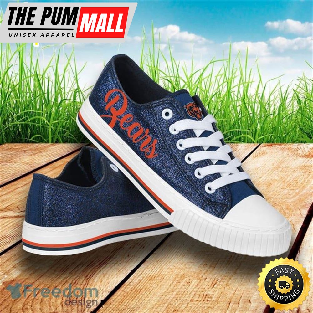 Chicago Bears NFL Men And Women Color Glitter Low Top Canvas Shoes For Fans