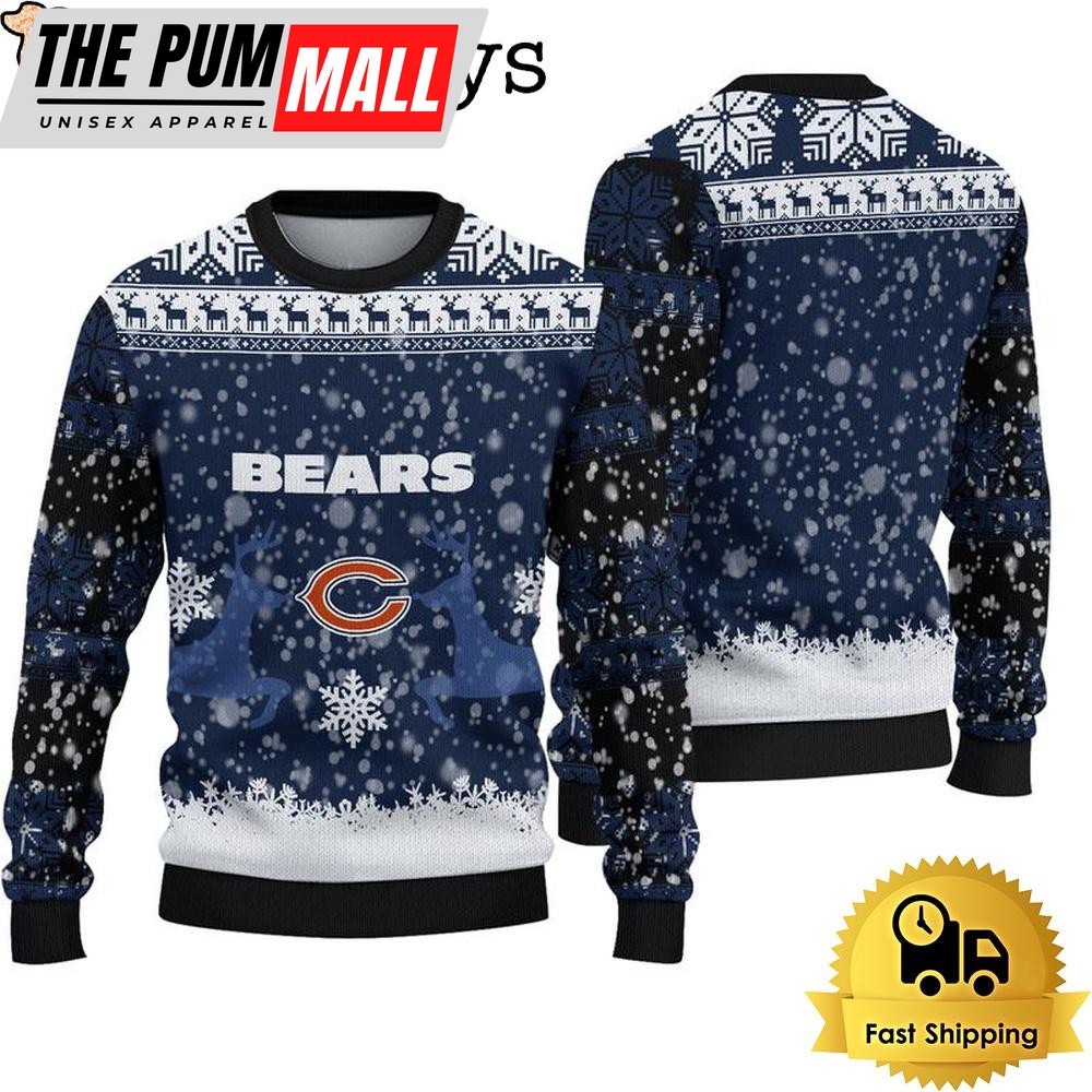 Chicago Bears Reindeer Football Ugly Christmas Sweater