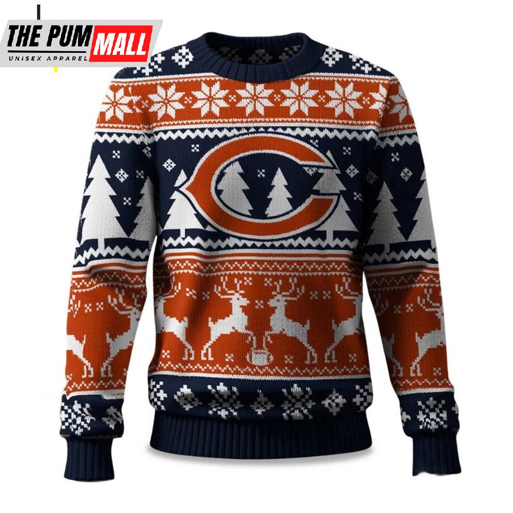 Chicago Bears Reindeer Football Ugly Christmas Sweater