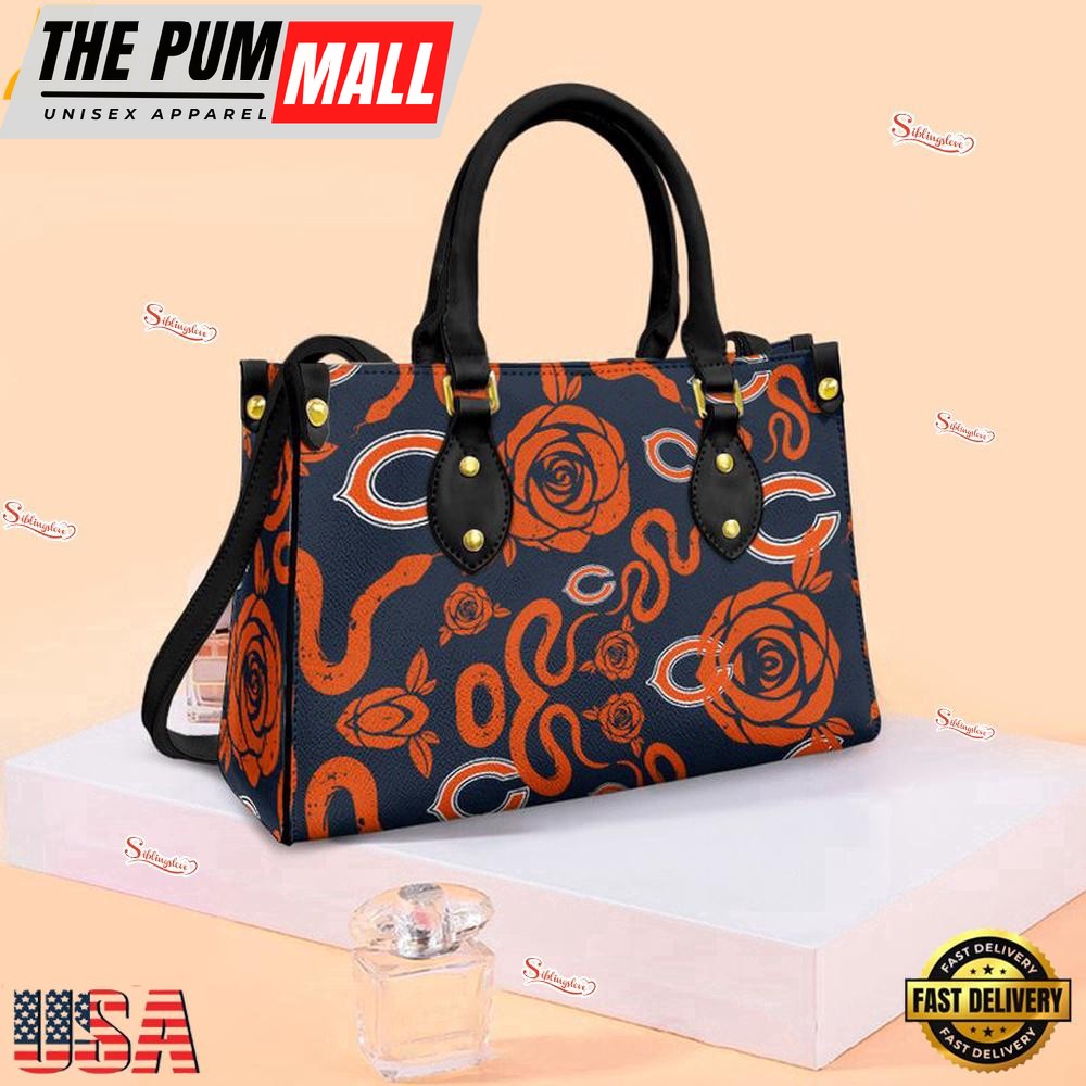 Chicago Bears Rose and Flower Pattern NFL Leather Handbag – Baseball Cap Snapback Hats