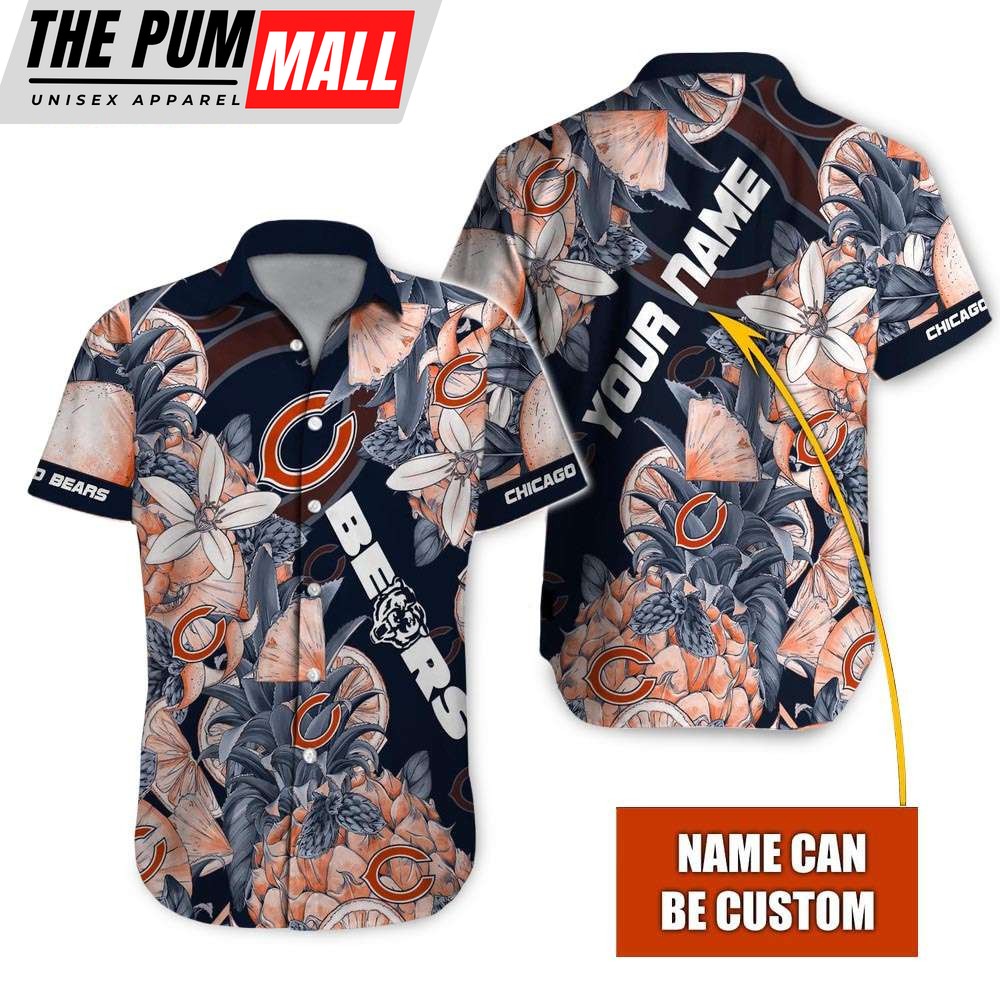 Chicago Bears Tropical Fruit Personalized Hawaiian Shirt