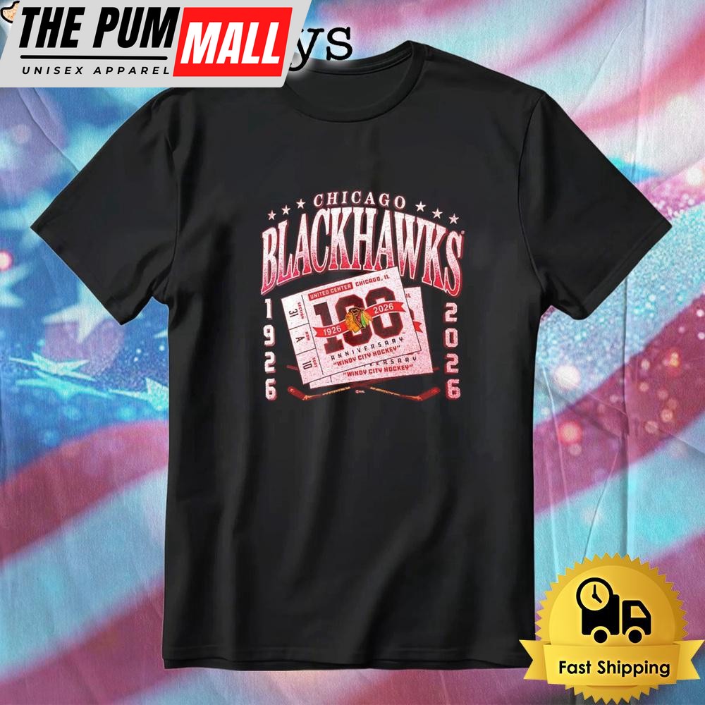 Chicago Blackhawks 100th Anniversary Windy City Hockey 2026 T-Shirt