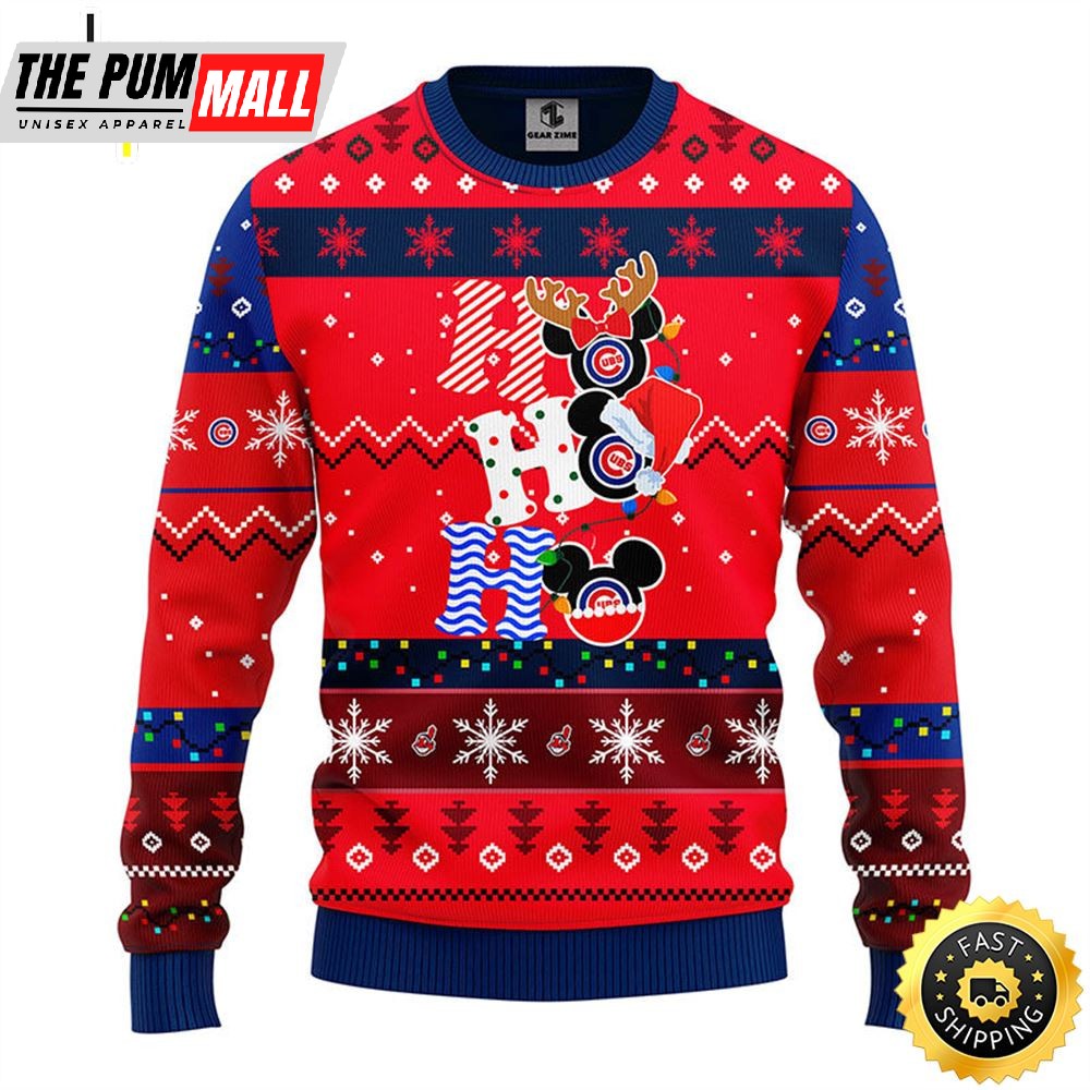 Chicago Cubs Hohoho Mickey Christmas Ugly Sweater