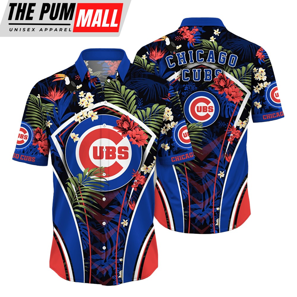 Chicago Cubs MLB Flower Tropical Hawaiian Button Down Shirt
