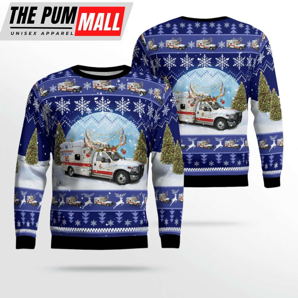 Chicago Fire Department Ambulance Ugly Christmas Sweater, Gift For Christmas