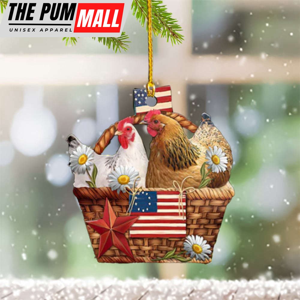 Chicken Christmas Ornament USA Flag Chicken Tree Decorations Themed Gifts Limited Edition