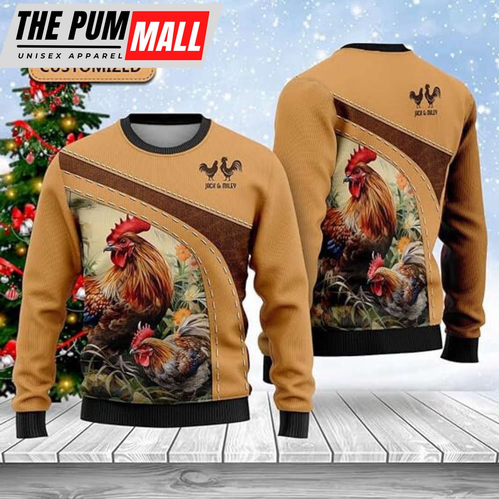 Chicken Christmas Sweaters, Unisex Crewneck Sweater, Best Gift For Christmas