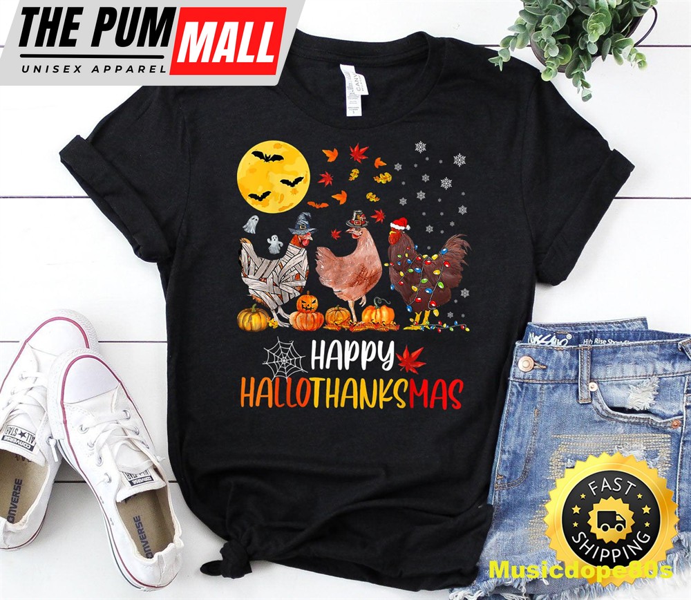 Chicken Halloween Happy HalloThanksMas Autumn Thanksgiving T-Shirt