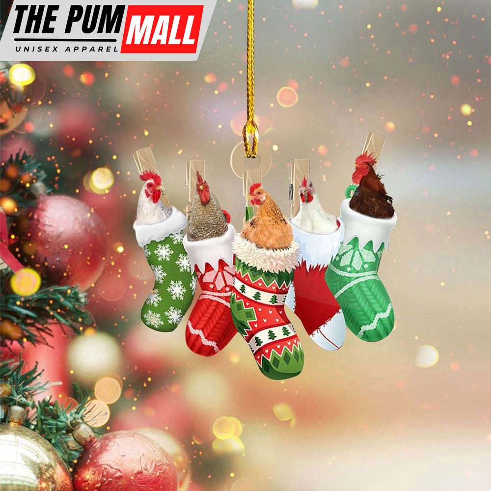Chicken In Christmas Sock Ornament Chicken Christmas Decorations For Xmas Tree Ornament Limited Edition